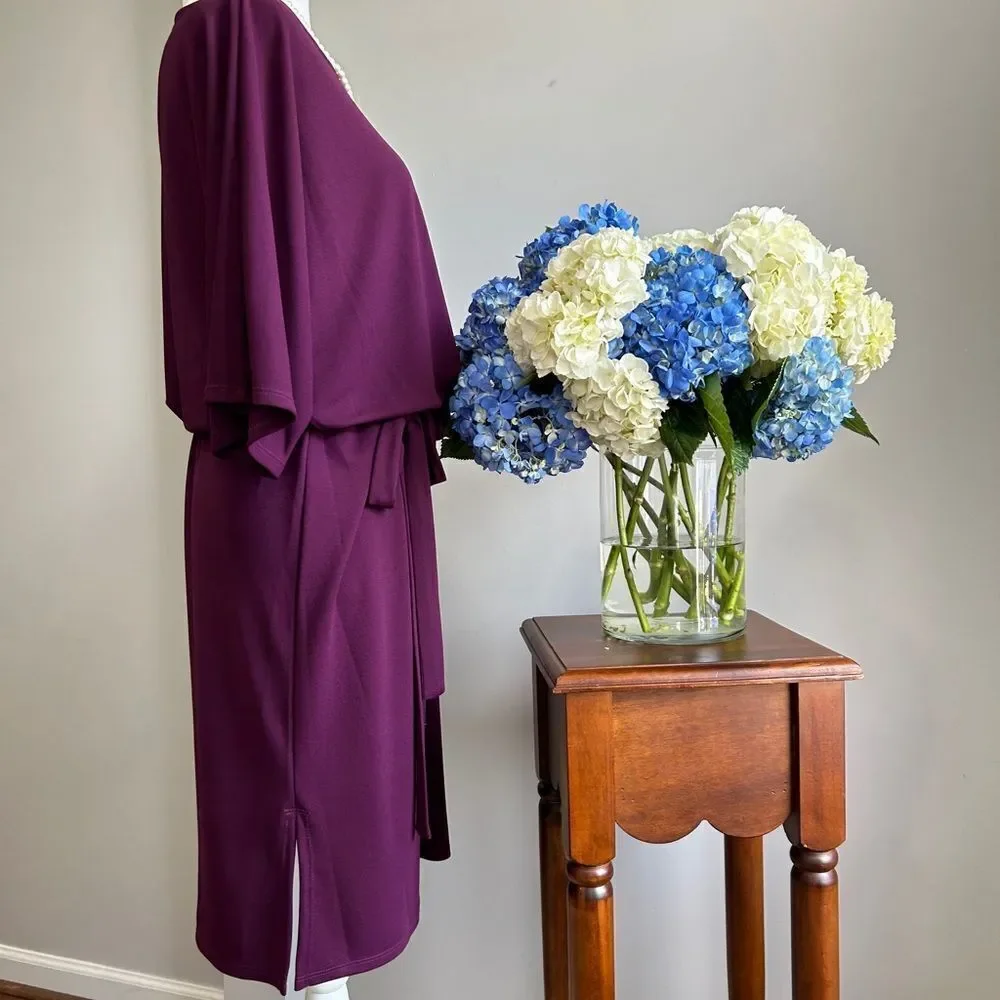 Natori Purple Sheath Dress with Dolman Sleeves